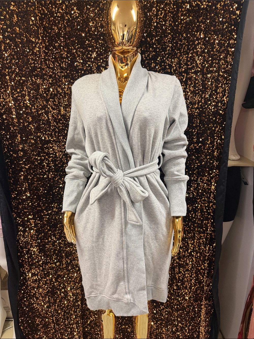 UGG Light Gray Shawl-Collar Belted Robe